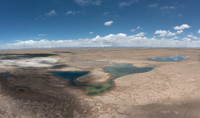 The snow capped mountains and rivers of the Himalayas