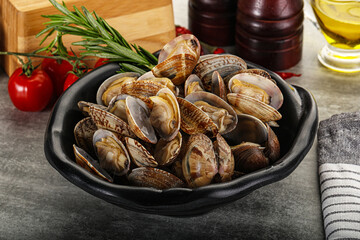 Raw vongole clams for cooking