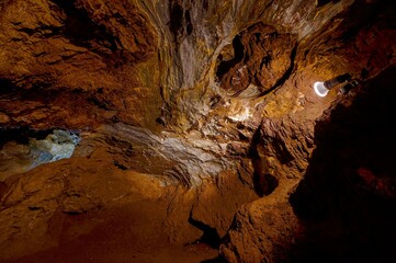 View of the karst formations in the caves of the Slovak National Karst