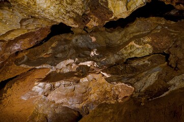 View of the karst formations in the caves of the Slovak National Karst