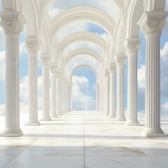 Obraz premium White Columns Archway Leading to Sky