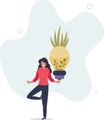 Sustainability concept illustration.reducing CO2 emission by using green energy .flat design with people.