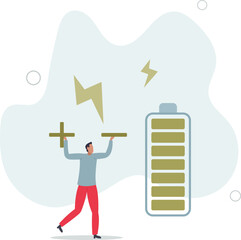 Sustainable battery technology.flat design with people.