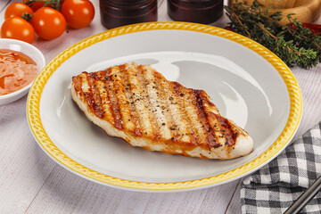 Grilled turkey fillet steak with sauce
