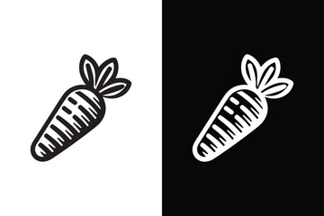 Black and White Carrot silhouette Vector.