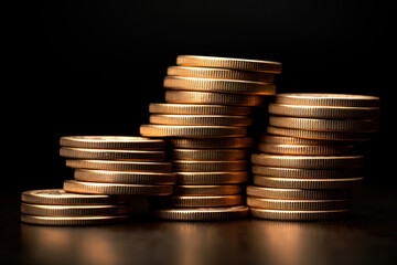Stack of Coins on a Black Background