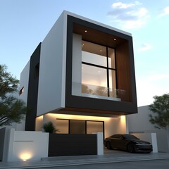 Modern House Exterior Design with Black And White Facade
