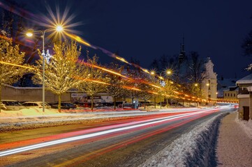 Pelhrimov, night traffic at night