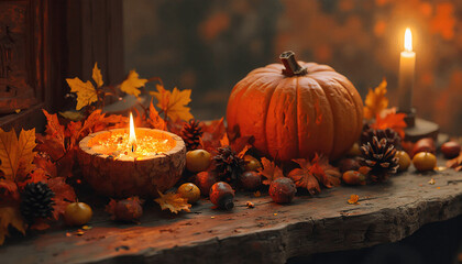 Obraz premium pumpkin and candles