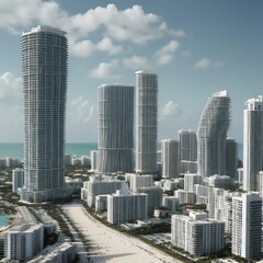 Obraz premium a city with a lot of buildings on the water and a city in the background.