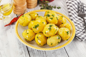 Hot boiled baby potato with oil