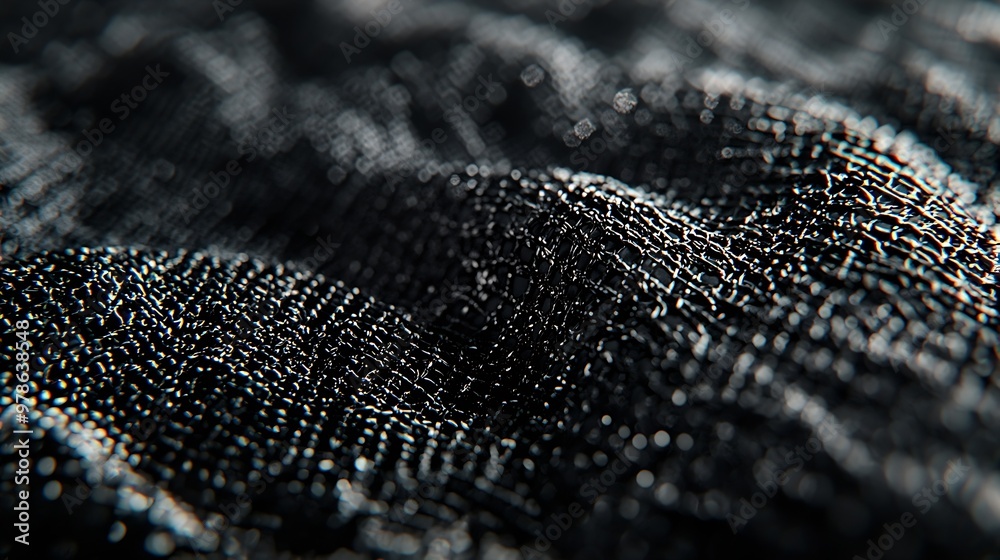 Poster Metallic Netting over the Black Background : Generative AI