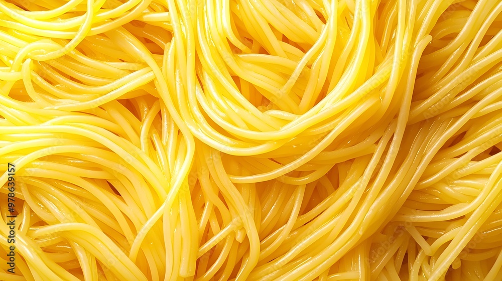 Poster spaghetti noodles above view : generative ai
