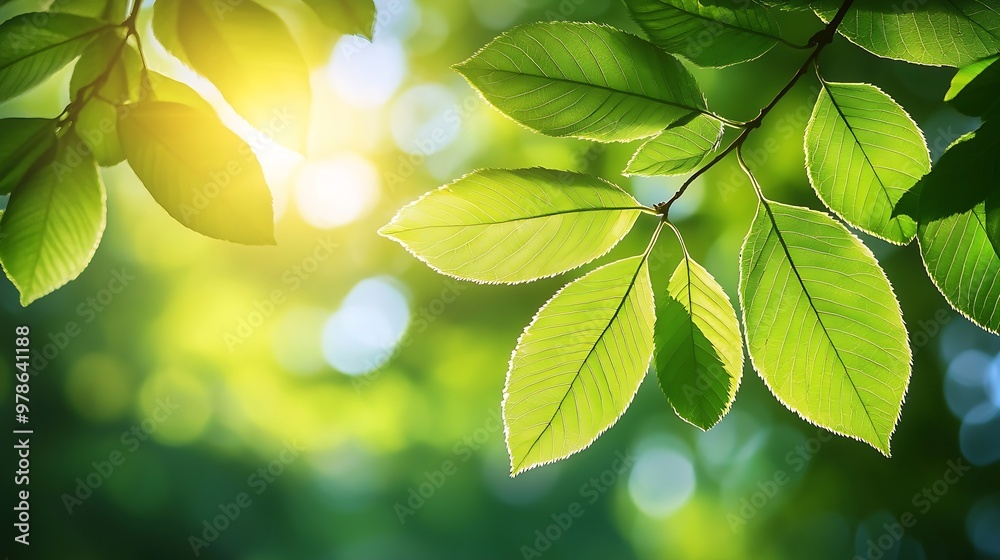 Poster Spring Leaves Background : Generative AI