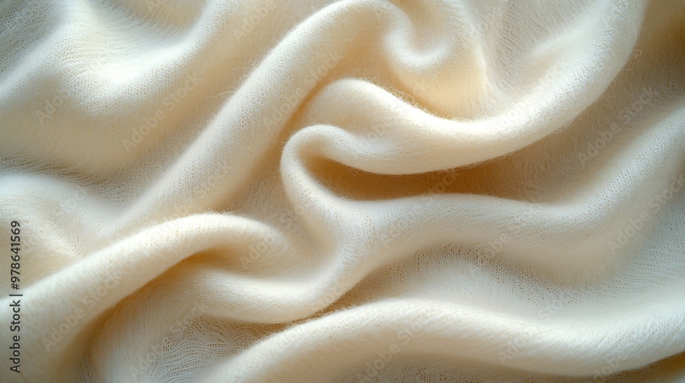 Poster white woolen fabric texture top view : generative ai