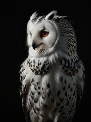 Obraz premium Snowy Owl Portrait Against a Dark Background