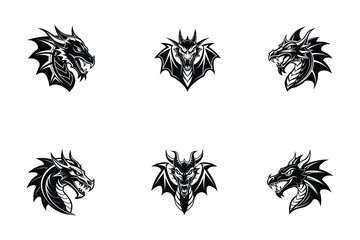 dragon head set of black and white 