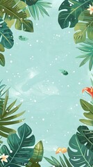 Green Tropical Leaves Background Illustration