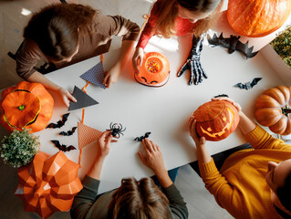 family preparing for Halloween