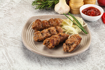 Beef kebab minced meat with onion