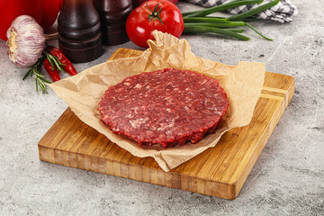 Raw beef burger cutlet minced meat