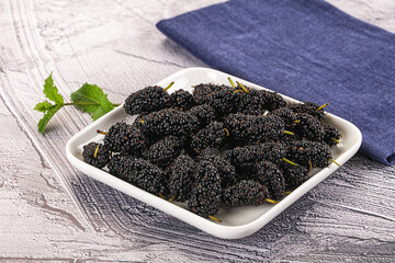 Juicy sweet mulberry in the bowl