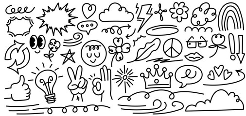 Creative Abstract Children Doodle Illustration Background.