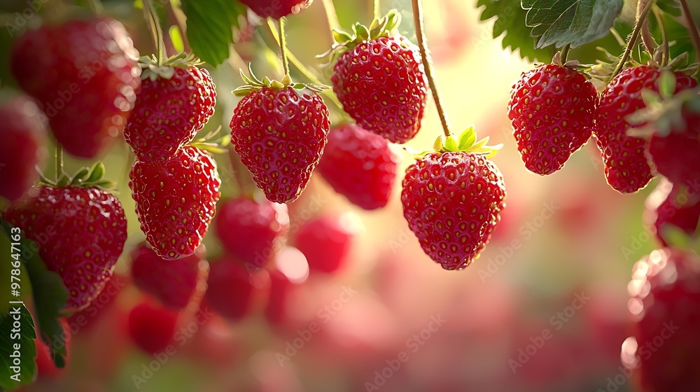 Poster musk strawberries background : generative ai