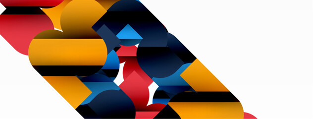 Colorful curve geometric shapes on white