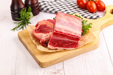 Raw beef rib for cooking