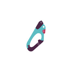 Illustration of a hook or carabiner as used with safety harnesses for industrial climbers.