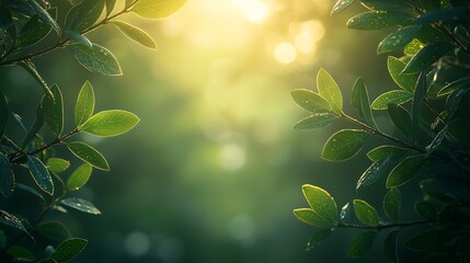 Abstract Nature Background Greenery in Bokeh : Generative AI