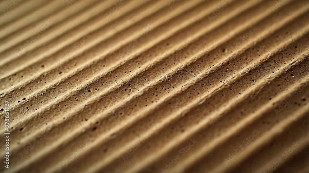 Poster Plain Brown Corrugated Cardboard Texture Pattern Background : Generative AI