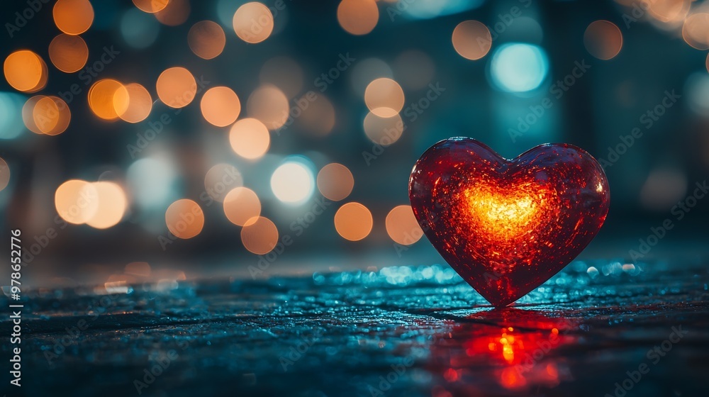 Aufkleber colorful heart bokeh : generative ai