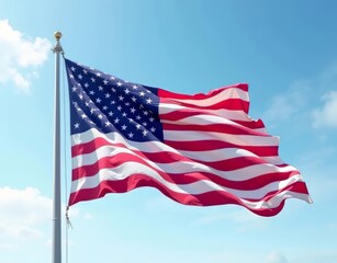 Fototapeta premium Patriotic American Flag Waving in the Wind