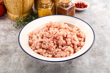 Homemade Raw pork minced meat