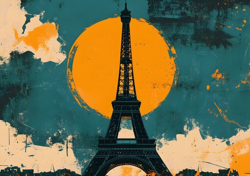 Eiffel Tower Silhouette Against a Sunset