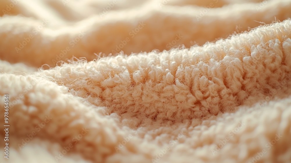 Poster closeup texture of fleece fabric beige material background : generative ai