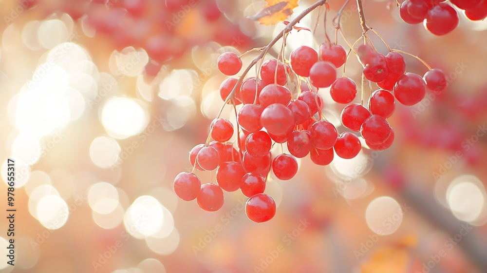 Poster guelder rose berries background pattern texture : generative ai