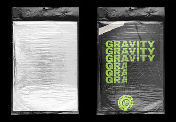 Stationery Flatlay Poster Plastic Wrap Mockup