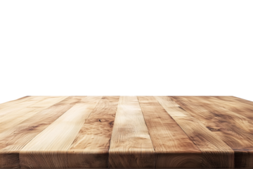 Light wooden table top on white background, Products presentation concept.