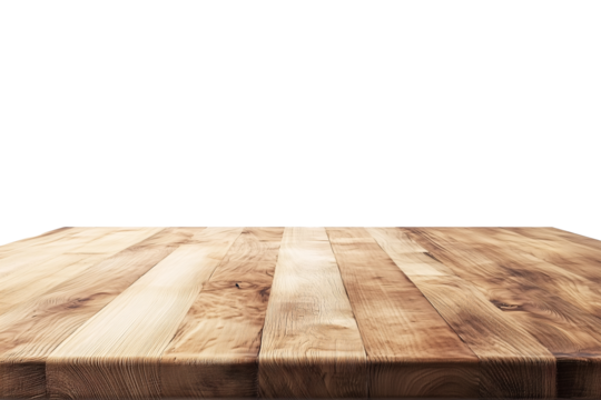 Light wooden table top on white background, Products presentation concept.
