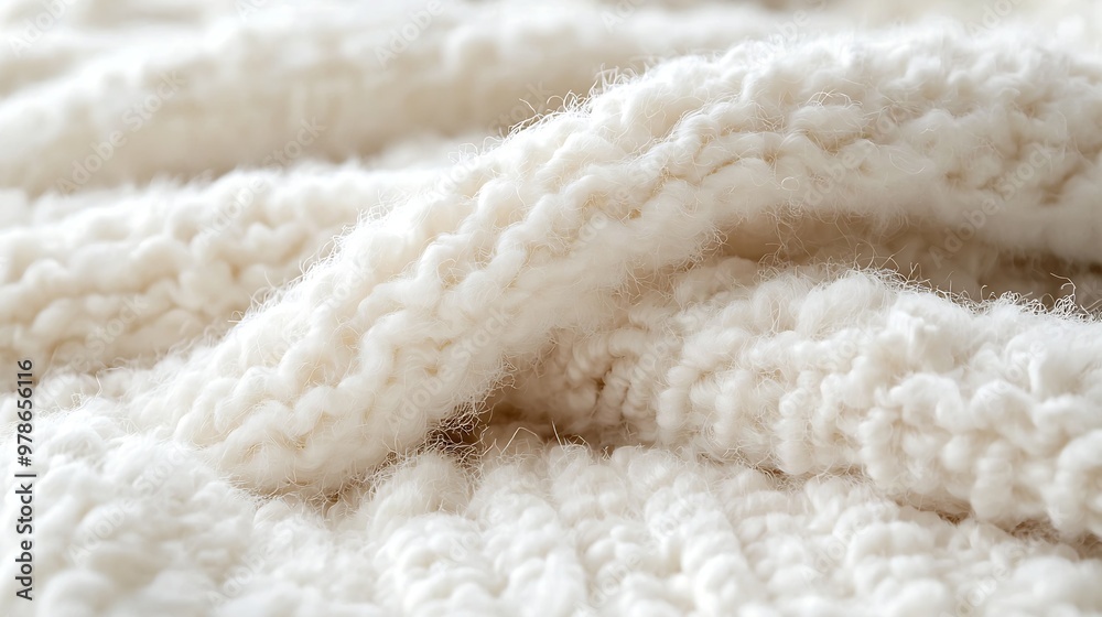 Poster white fluffy woolen fabric texture : generative ai