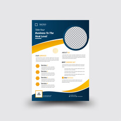 Corporate business a4 flyer template design set with blue, orange, and modern design.