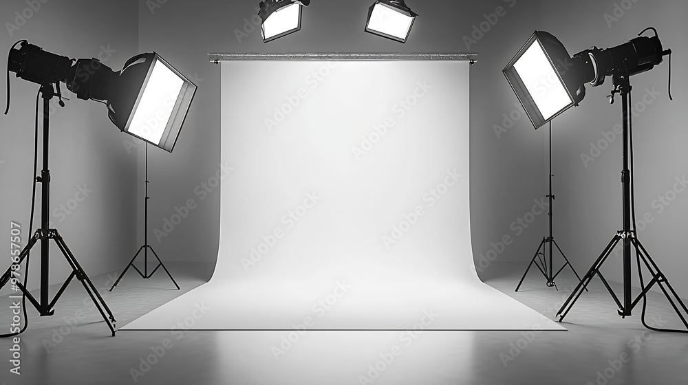 Leinwandbilder empty white studio backdrop in vector eps 10 : generative ai
