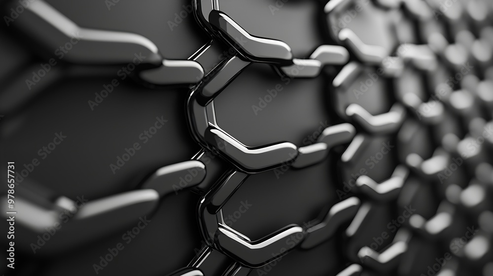 Aufkleber Abstract Seamless Vector Chainlink Pattern on Dark Gray Background : Generative AI