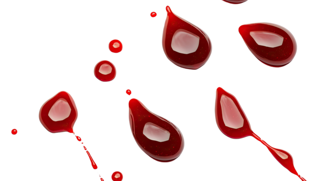 Red blood drop isolated on white background with heart and love-themed design elements - Powered by Adobe