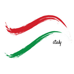 Italy flag brush strokes 2nd June National day of Italy. Italy brush flag for Independence Day celebration on white background, isolated vector illustration. Italian national flag badge brush strokes