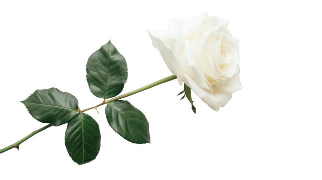 single white rose isolated on transparent background