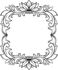 Vintage Frame with Ornate Leaf Detail Outline